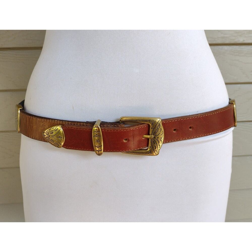 Brighton Brown Leather Belt with Gold-Tone Buckle